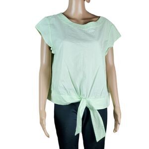 Patagonia Organic Cotton Mint Green & White Pinstriped Tie Top